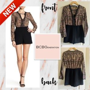 NEW BCBGeneration Lace Trim Paisley Romper